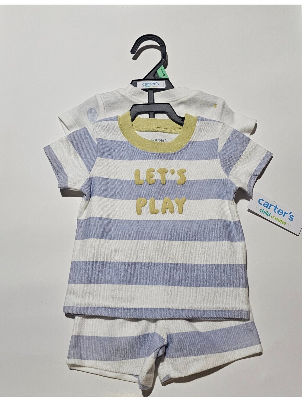 Carter's Baby Boy 3-Piece Playtime Outfit Set - Striped Shorts, 'Let's Play' Tee